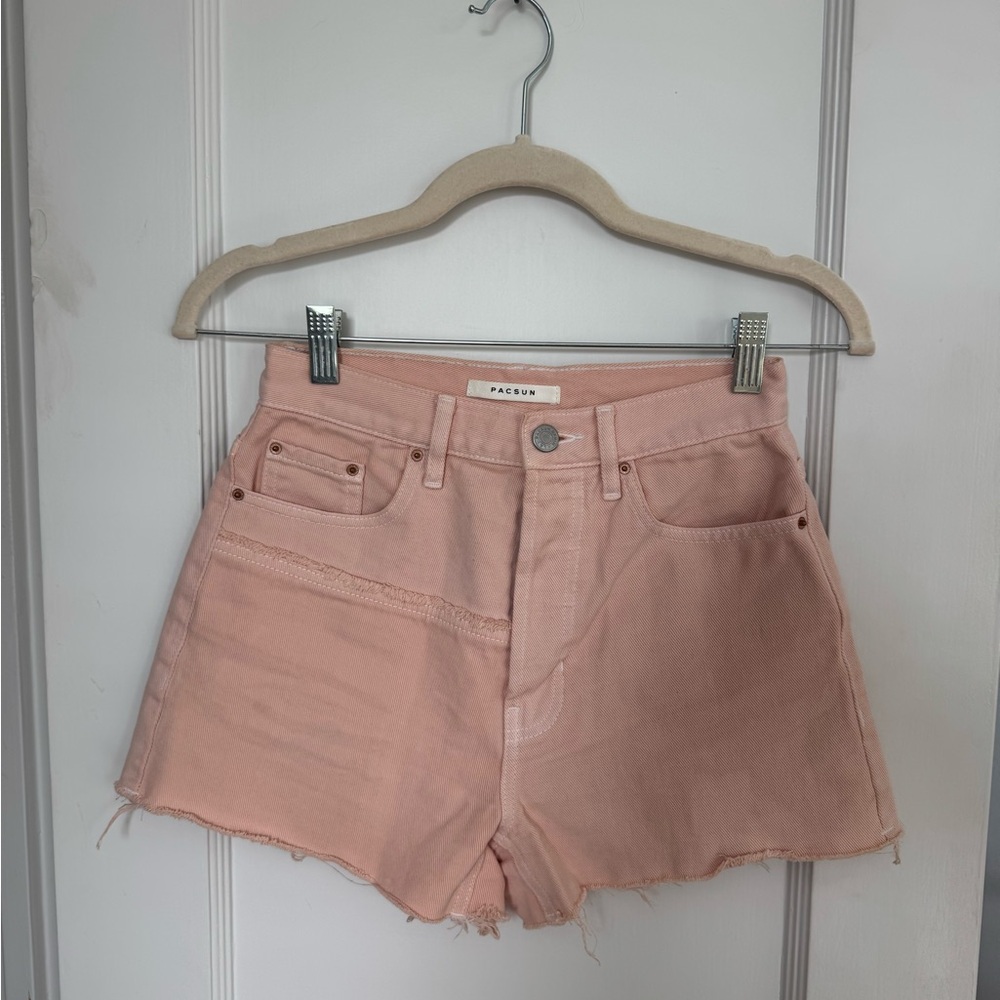 PacSun Pink Jean Shorts Distressed Cut-Off Style